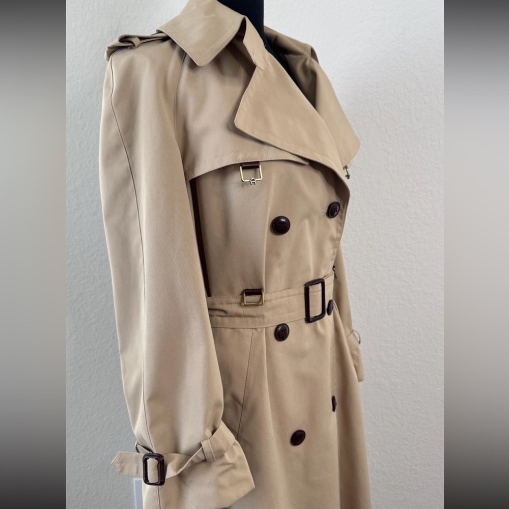 Vtg Etienne Aigner Trench Coat Women’s 10 Double Breasted Belted Tan Old Money - Picture 4 of 10